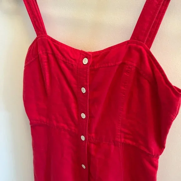 Red Button Down Mini Dress - Picture 4 of 8